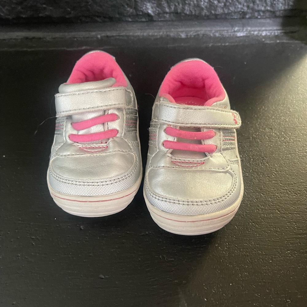 Stride Rite Silver and Pink Baby Sneakers